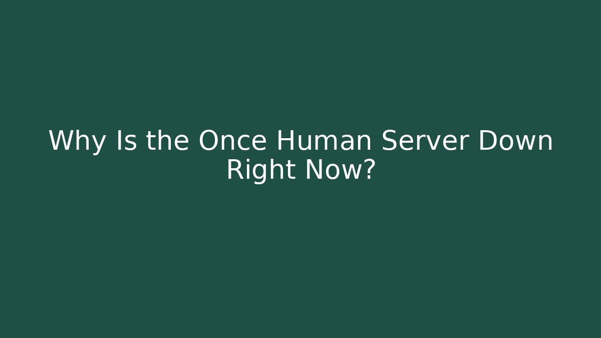 Why Is the Once Human Server Down Right Now?