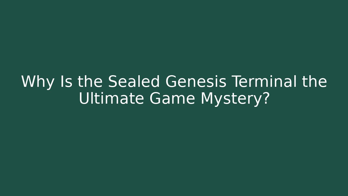 Why Is the Sealed Genesis Terminal the Ultimate Game Mystery?