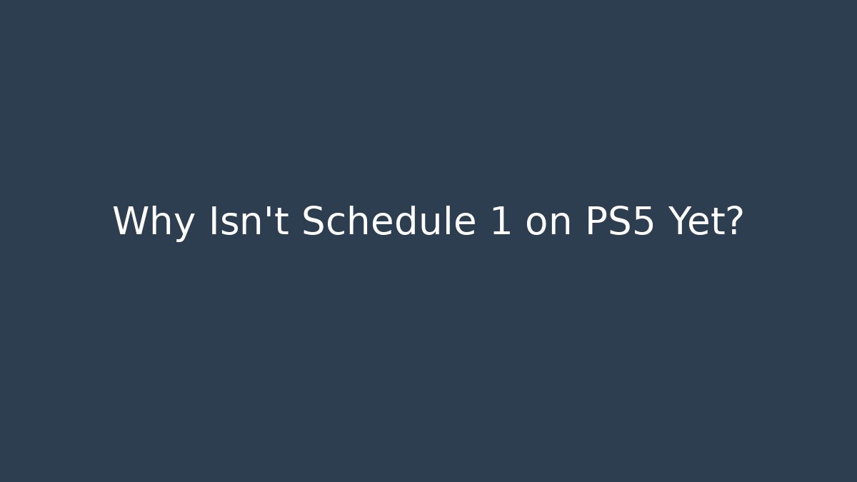 Why Isn’t Schedule 1 on PS5 Yet?