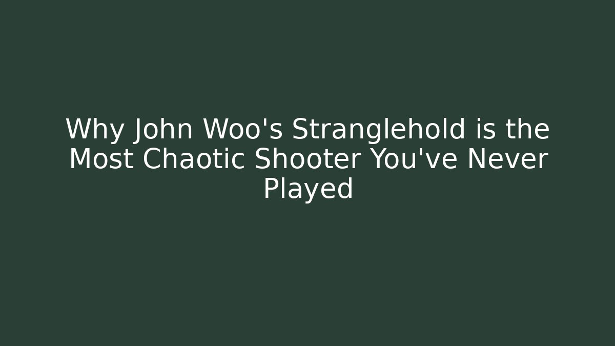 Why John Woo's Stranglehold is the Most Chaotic Shooter You've Never Played