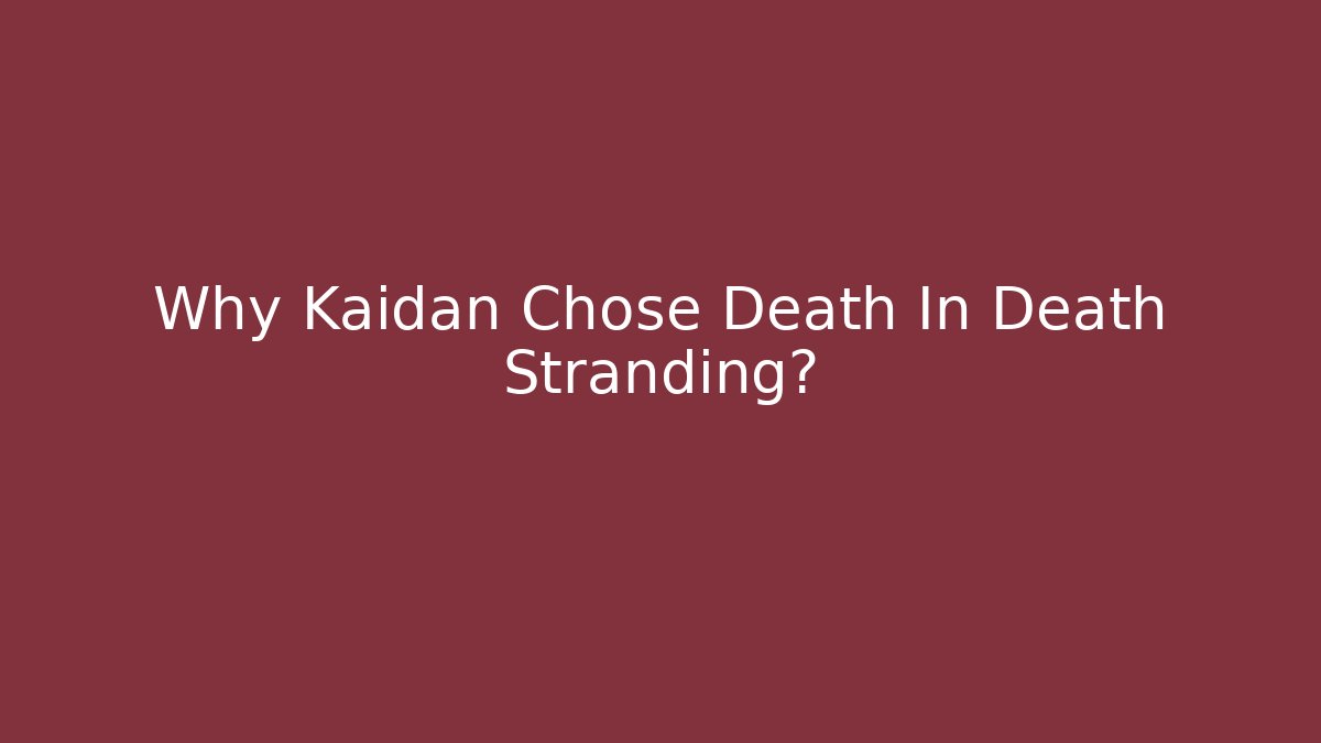 Why Kaidan Chose Death In Death Stranding? - Critter Realm
