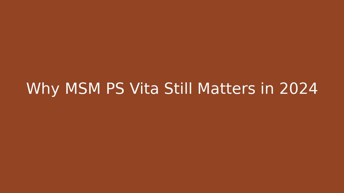 Why MSM PS Vita Still Matters in 2024