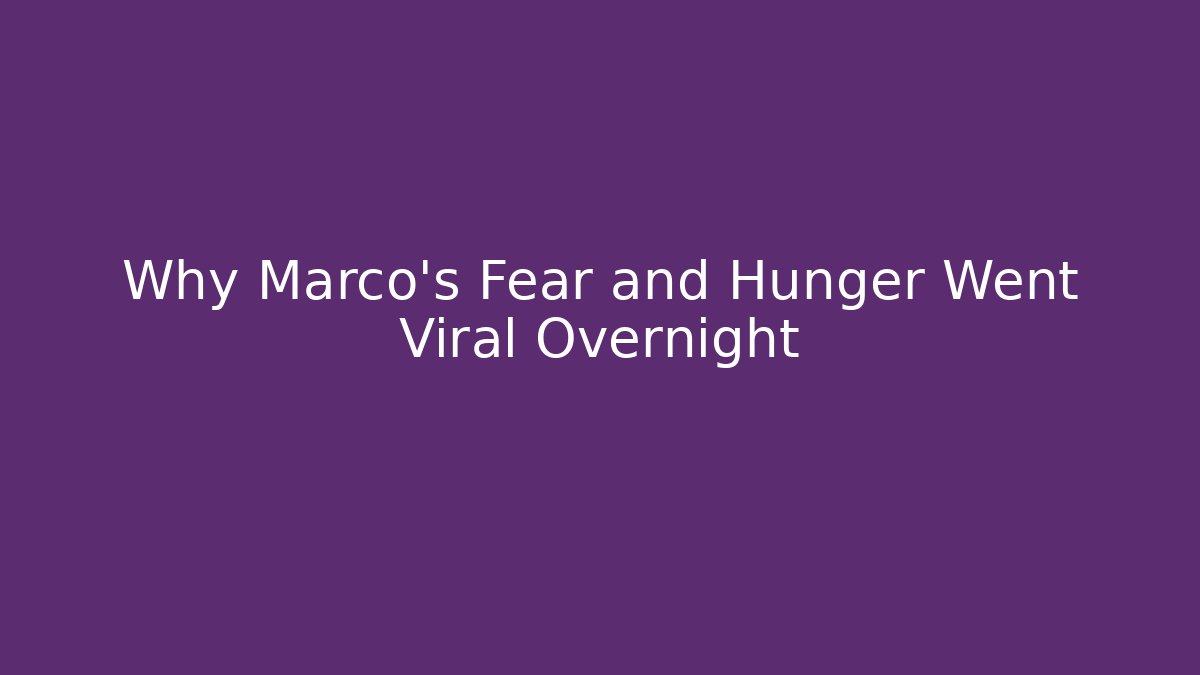 Why Marco's Fear and Hunger Went Viral Overnight