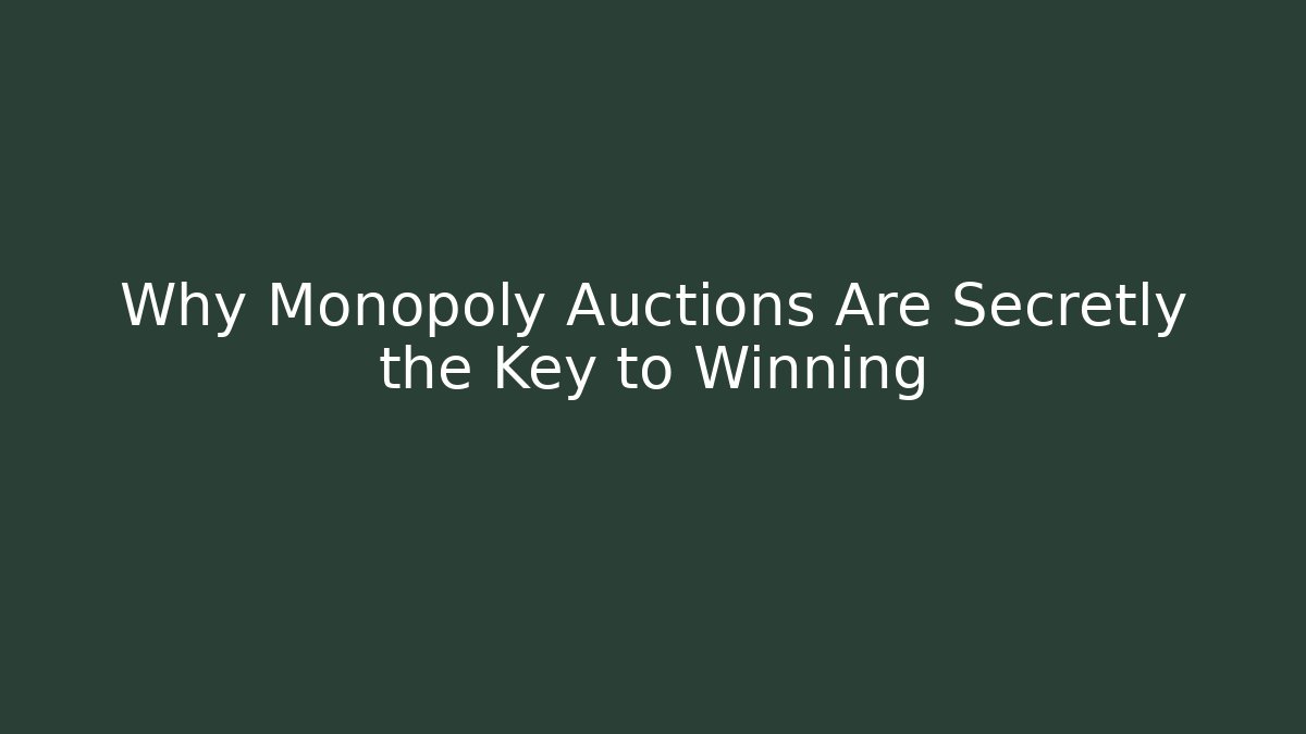 Why Monopoly Auctions Are Secretly the Key to Winning