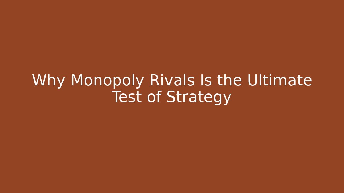 Why Monopoly Rivals Is the Ultimate Test of Strategy