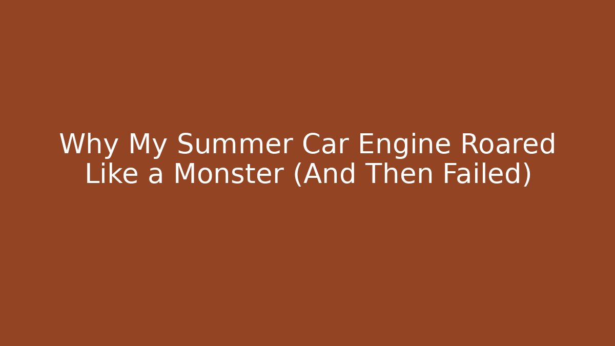 Why My Summer Car Engine Roared Like a Monster (And Then Failed)