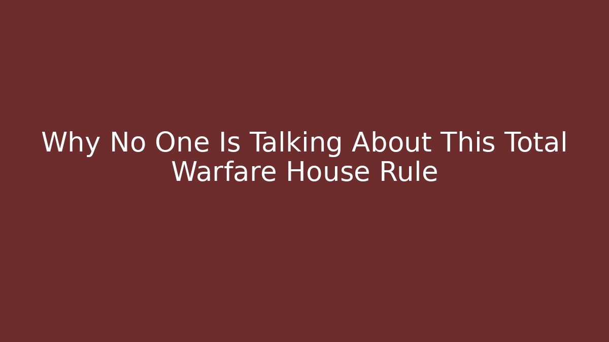 Why No One Is Talking About This Total Warfare House Rule