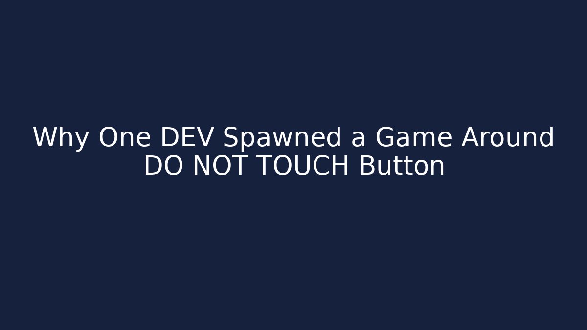 Why One DEV Spawned a Game Around DO NOT TOUCH Button