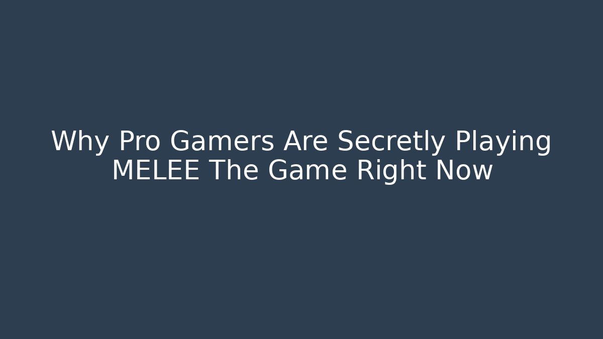 Why Pro Gamers Are Secretly Playing MELEE The Game Right Now - Critter Realm