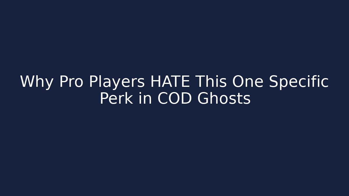 Why Pro Players HATE This One Specific Perk in COD Ghosts