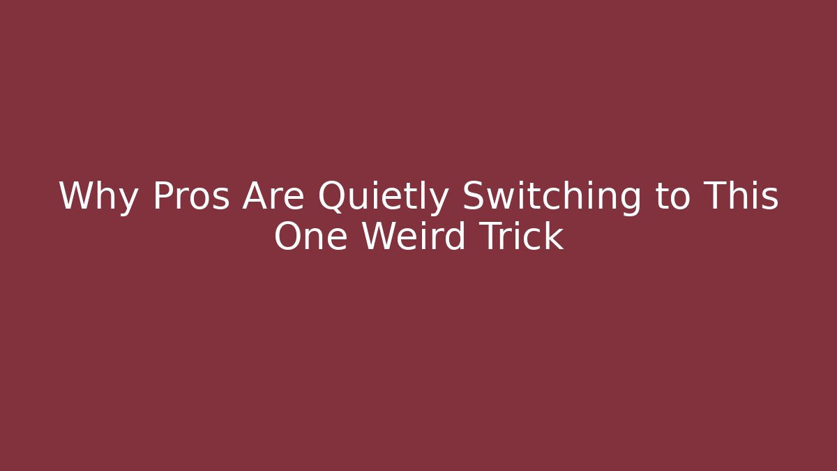 Why Pros Are Quietly Switching to This One Weird Trick - Critter Realm