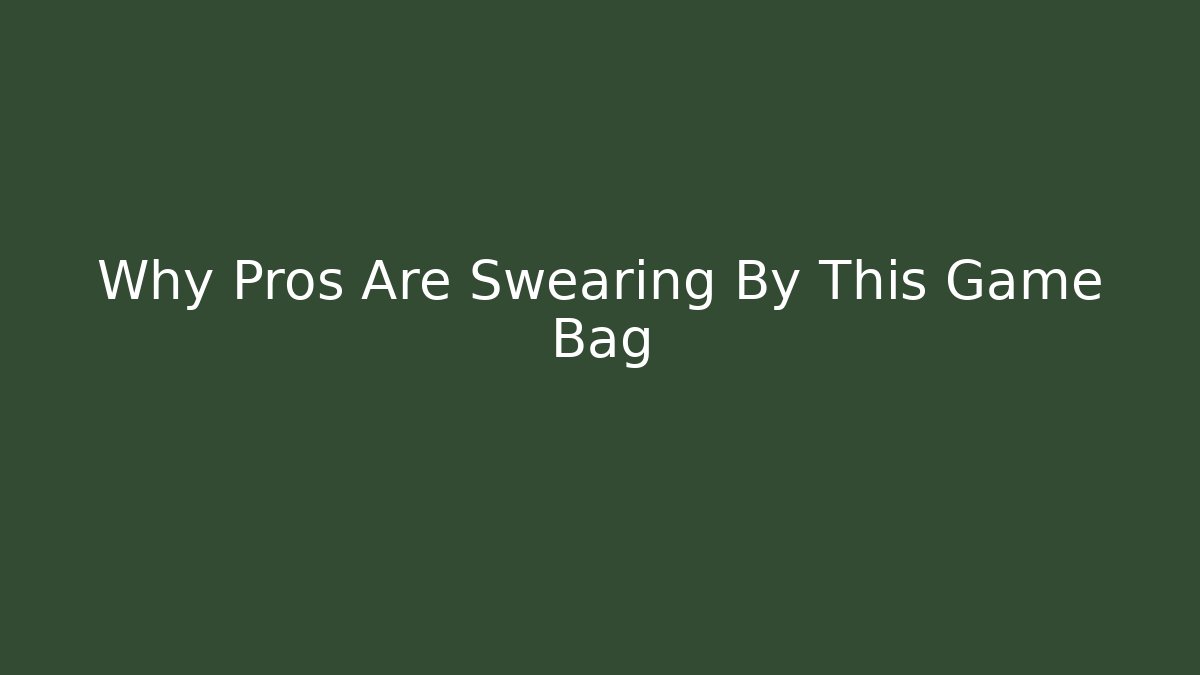 Why Pros Are Swearing By This Game Bag