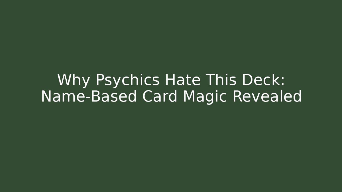 Why Psychics Hate This Deck: Name-Based Card Magic Revealed - Critter Realm