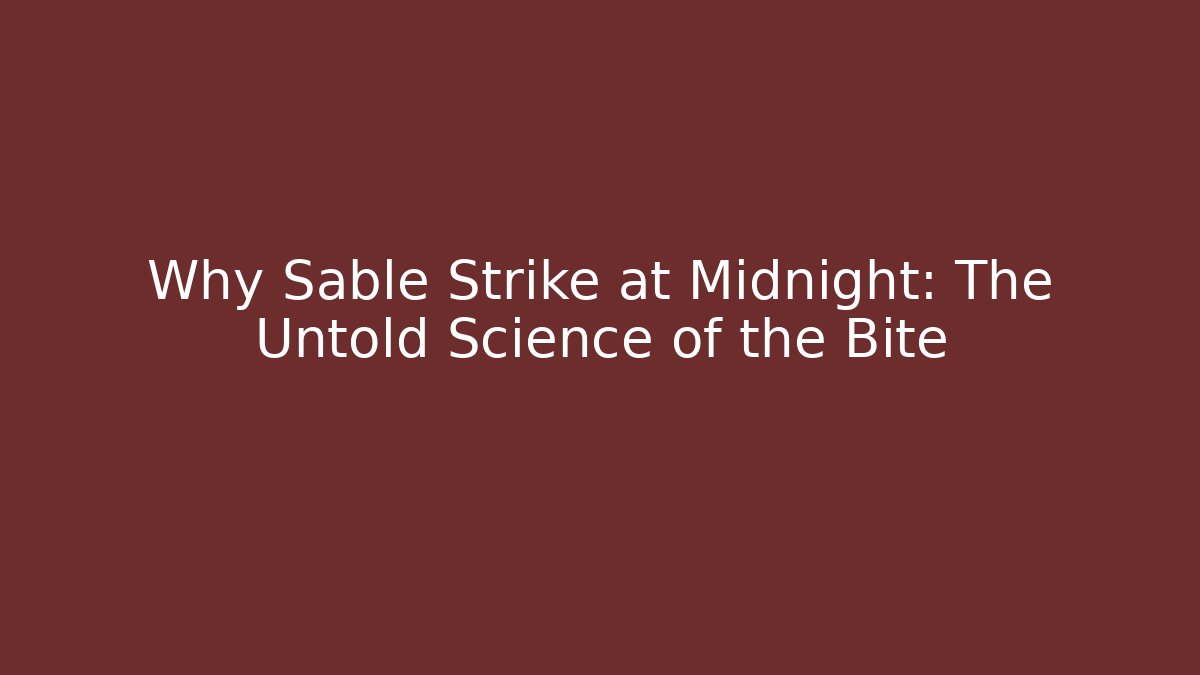 Why Sable Strike at Midnight: The Untold Science of the Bite