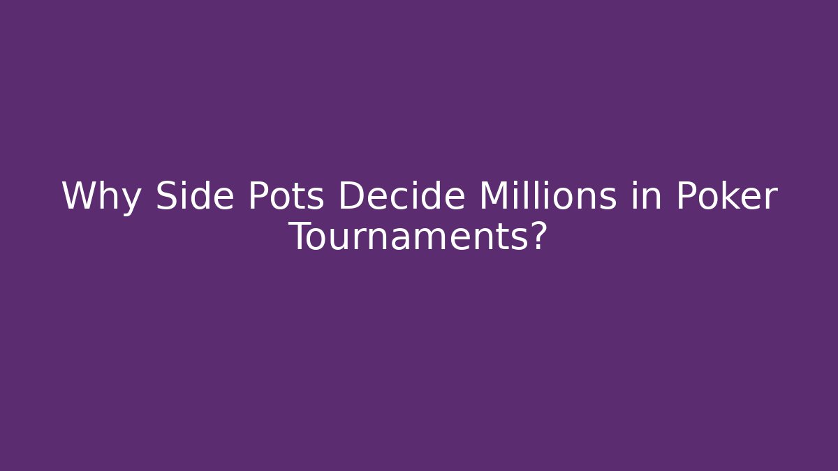 Why Side Pots Decide Millions in Poker Tournaments?