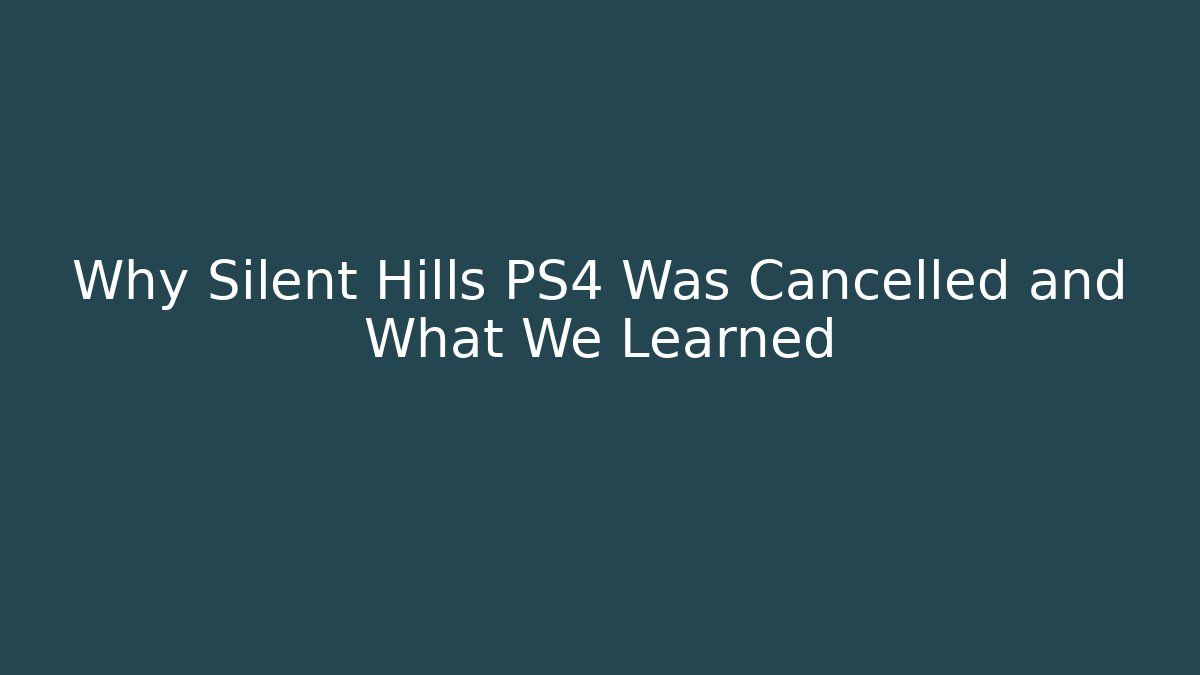 Why Silent Hills PS4 Was Cancelled and What We Learned