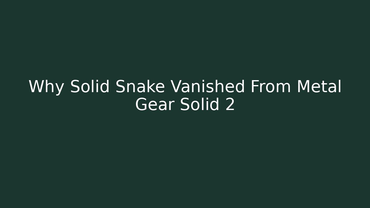 Why Solid Snake Vanished From Metal Gear Solid 2 - Critter Realm