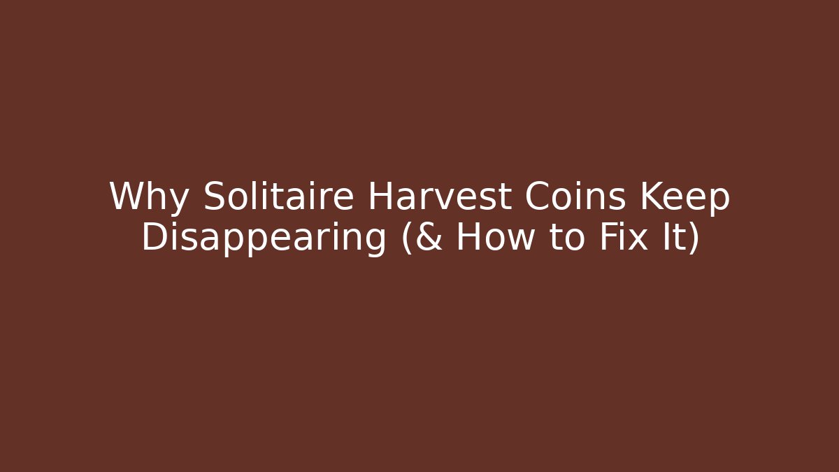 Why Solitaire Harvest Coins Keep Disappearing (& How to Fix It)