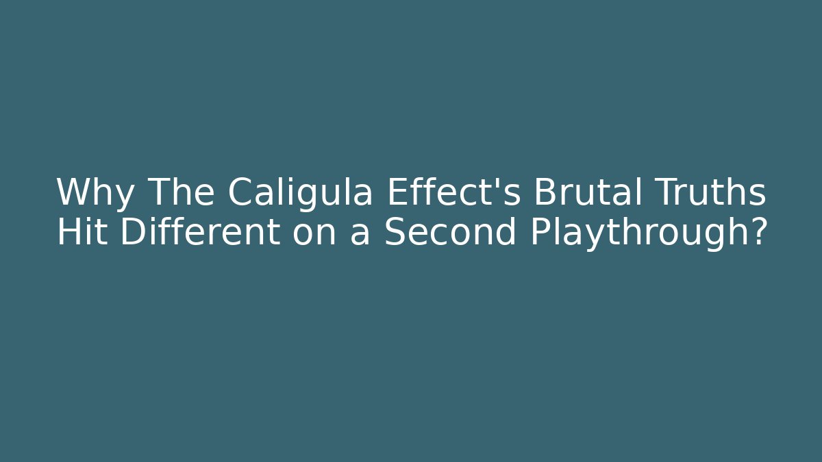 Why The Caligula Effect's Brutal Truths Hit Different on a Second Playthrough?