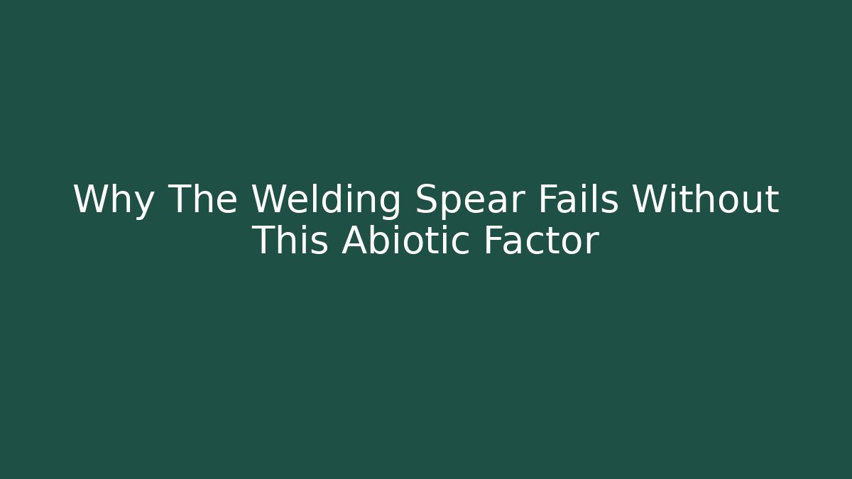 Why The Welding Spear Fails Without This Abiotic Factor