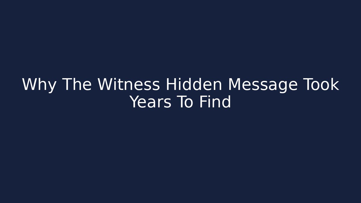 Why The Witness Hidden Message Took Years To Find