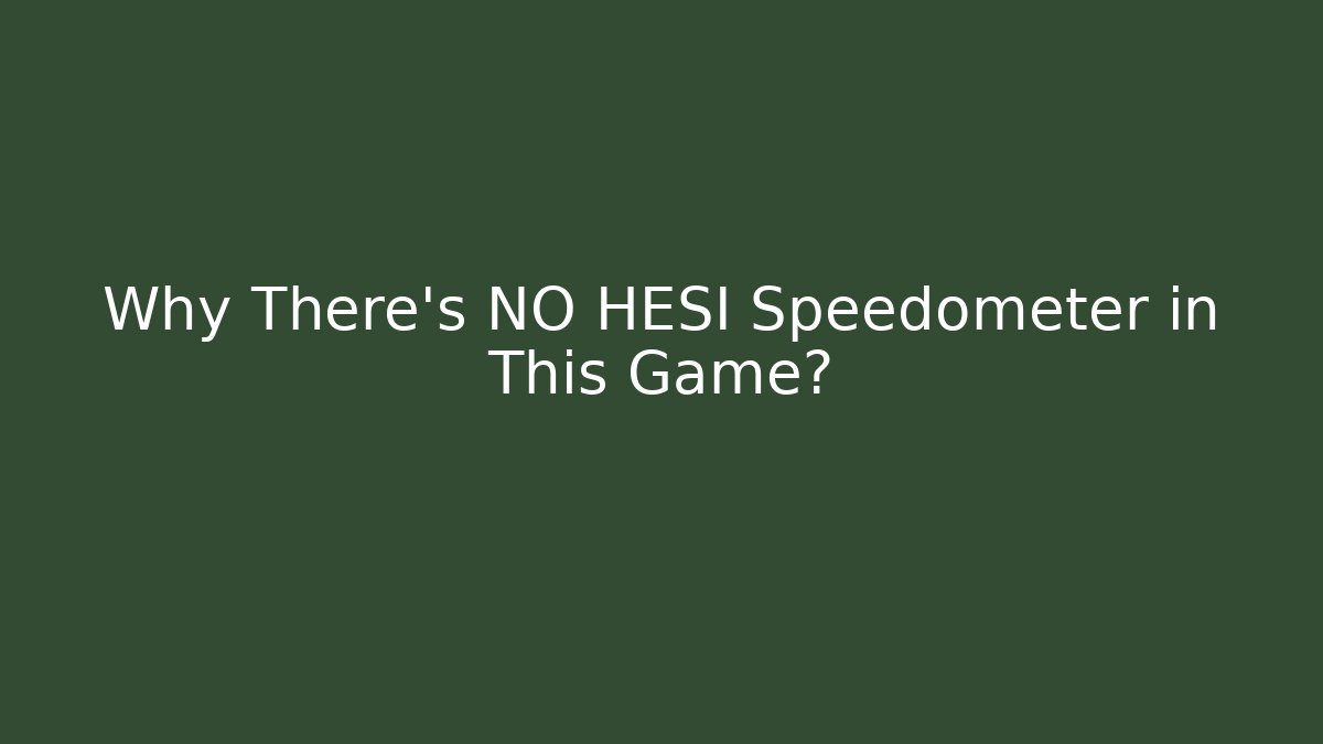 Why There's NO HESI Speedometer in This Game?