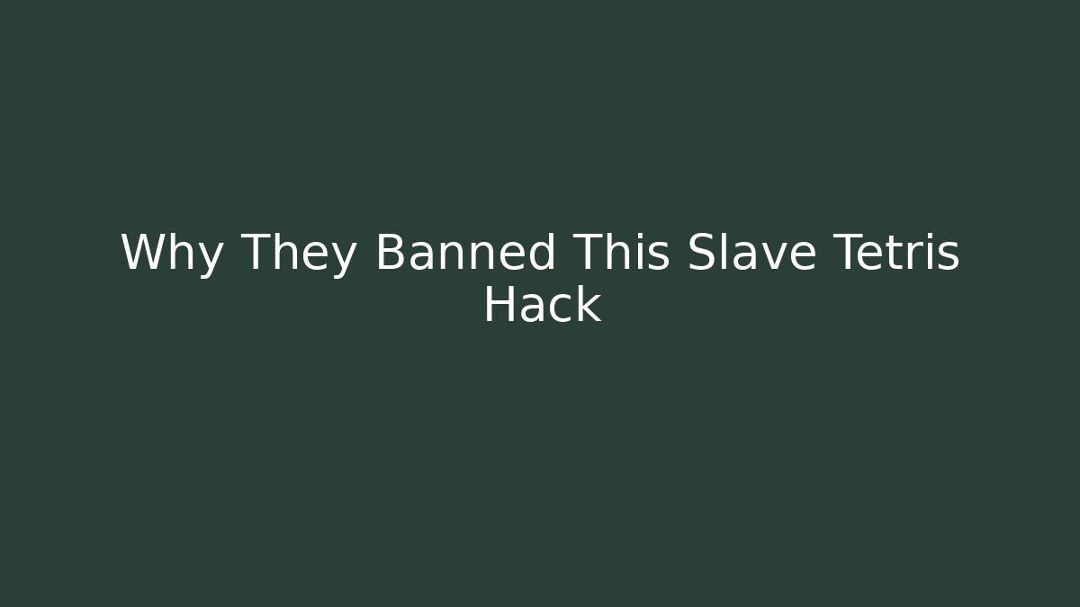 Why They Banned This Slave Tetris Hack - Critter Realm