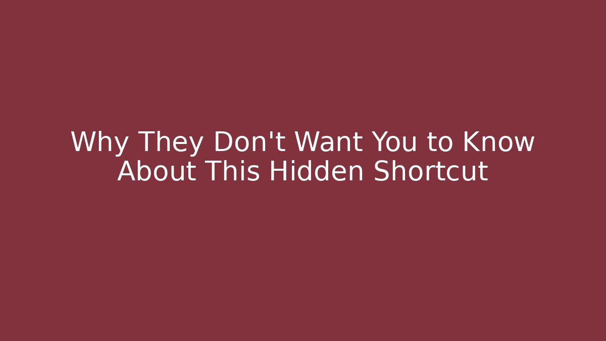 Why They Don’t Want You to Know About This Hidden Shortcut - Critter Realm