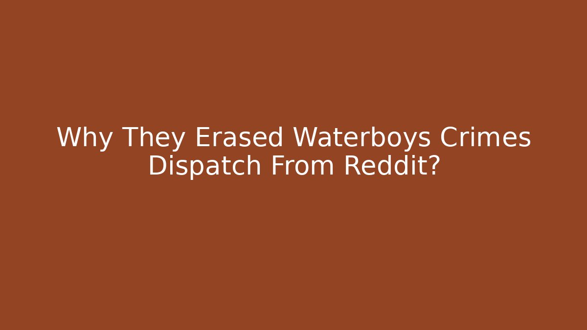 Why They Erased Waterboys Crimes Dispatch From Reddit?