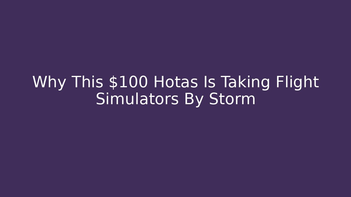 Why This $100 Hotas Is Taking Flight Simulators By Storm