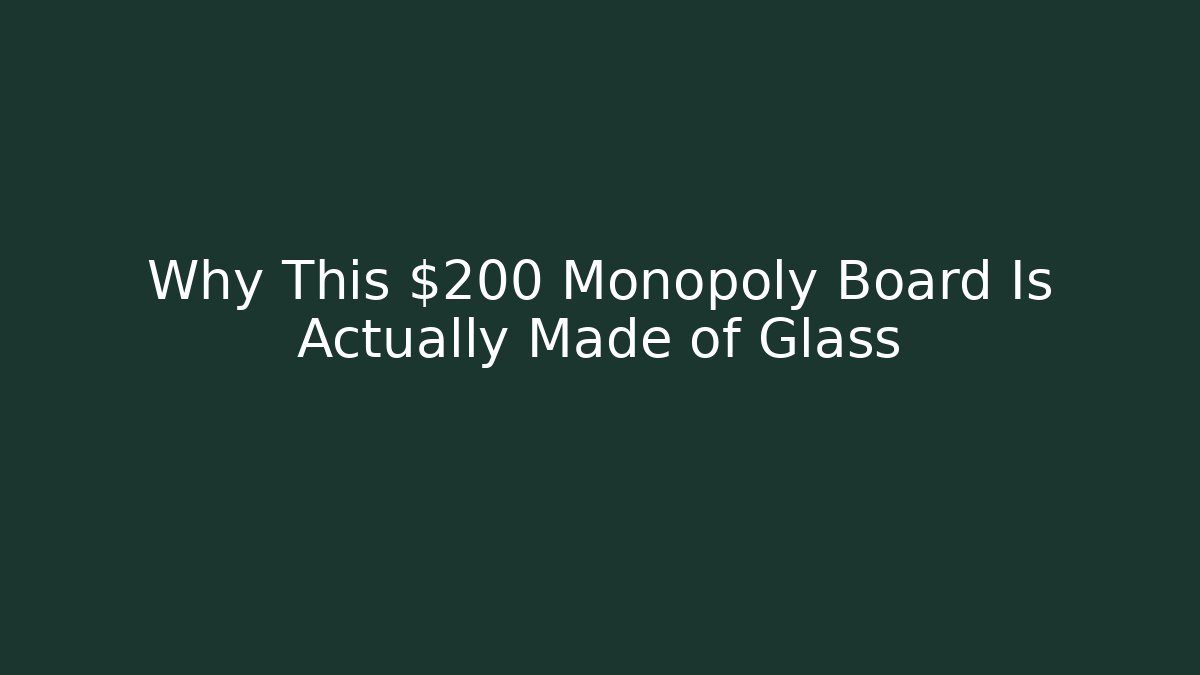 Why This $200 Monopoly Board Is Actually Made of Glass