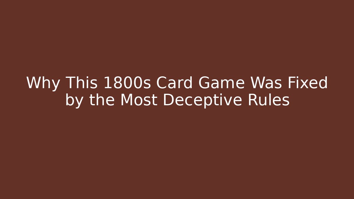 Why This 1800s Card Game Was Fixed by the Most Deceptive Rules