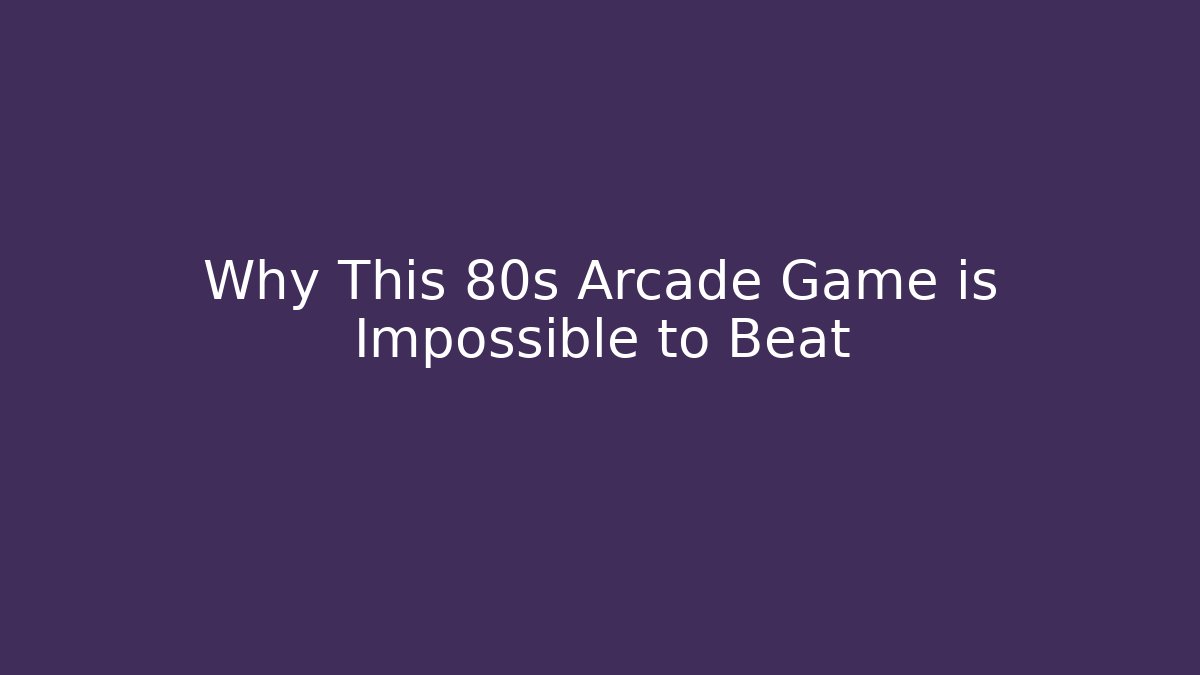 Why This 80s Arcade Game is Impossible to Beat - Critter Realm