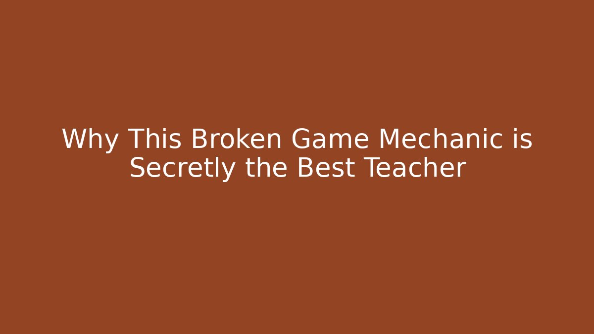 Why This Broken Game Mechanic is Secretly the Best Teacher