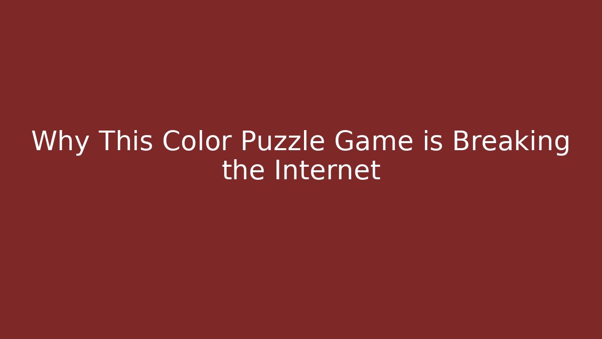 Why This Color Puzzle Game is Breaking the Internet - Critter Realm