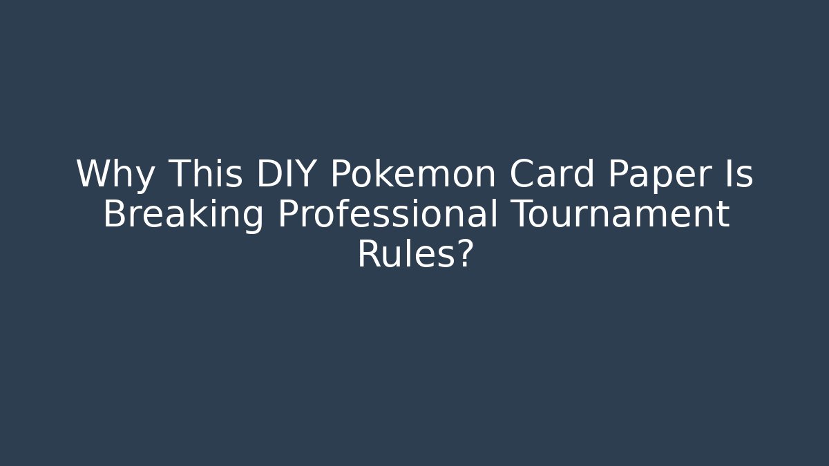 Why This DIY Pokémon Card Paper Is Breaking Professional Tournament Rules?