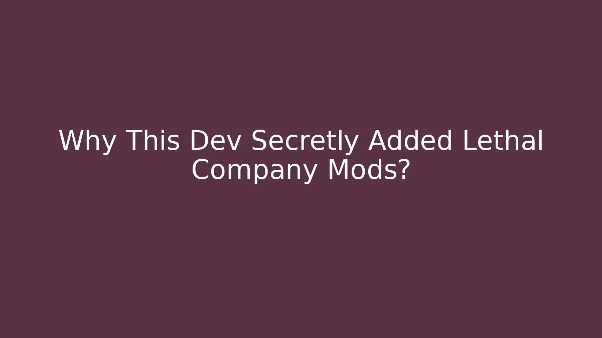 Why This Dev Secretly Added Lethal Company Mods? - Critter Realm