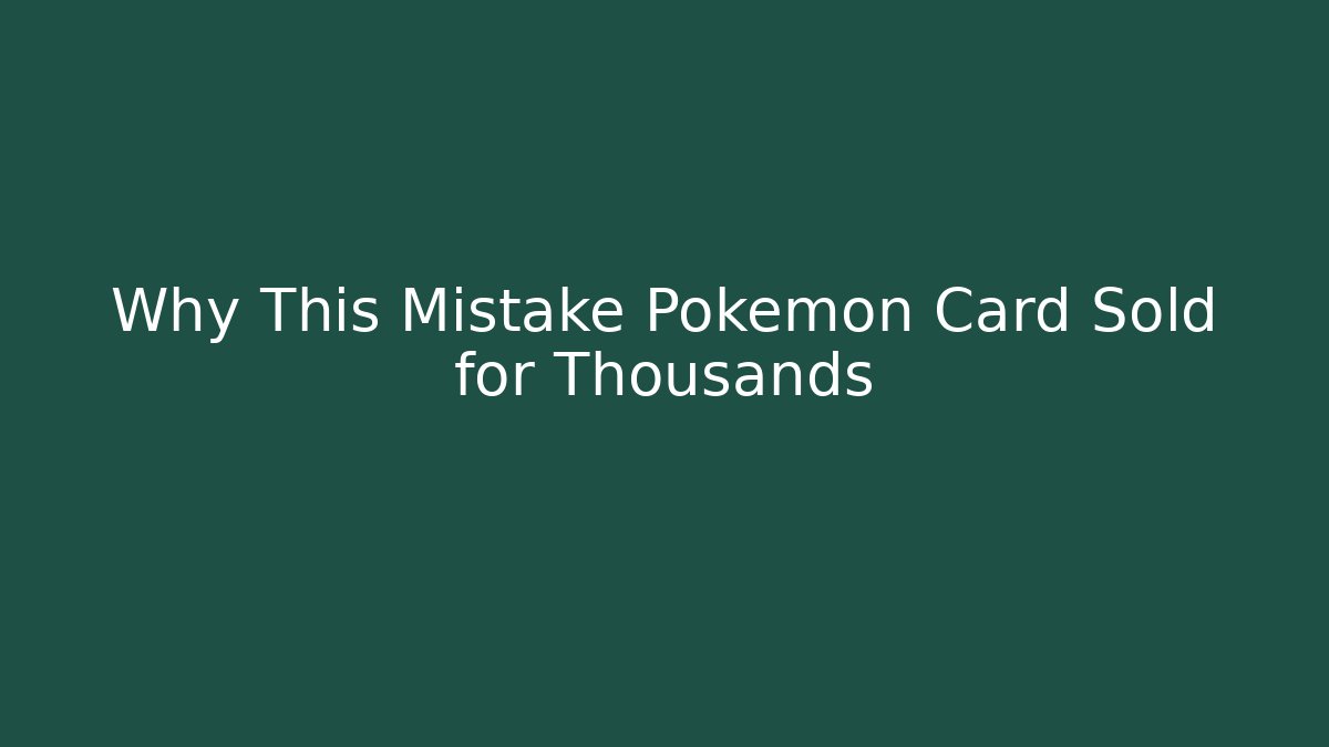 Why This Mistake Pokémon Card Sold for Thousands