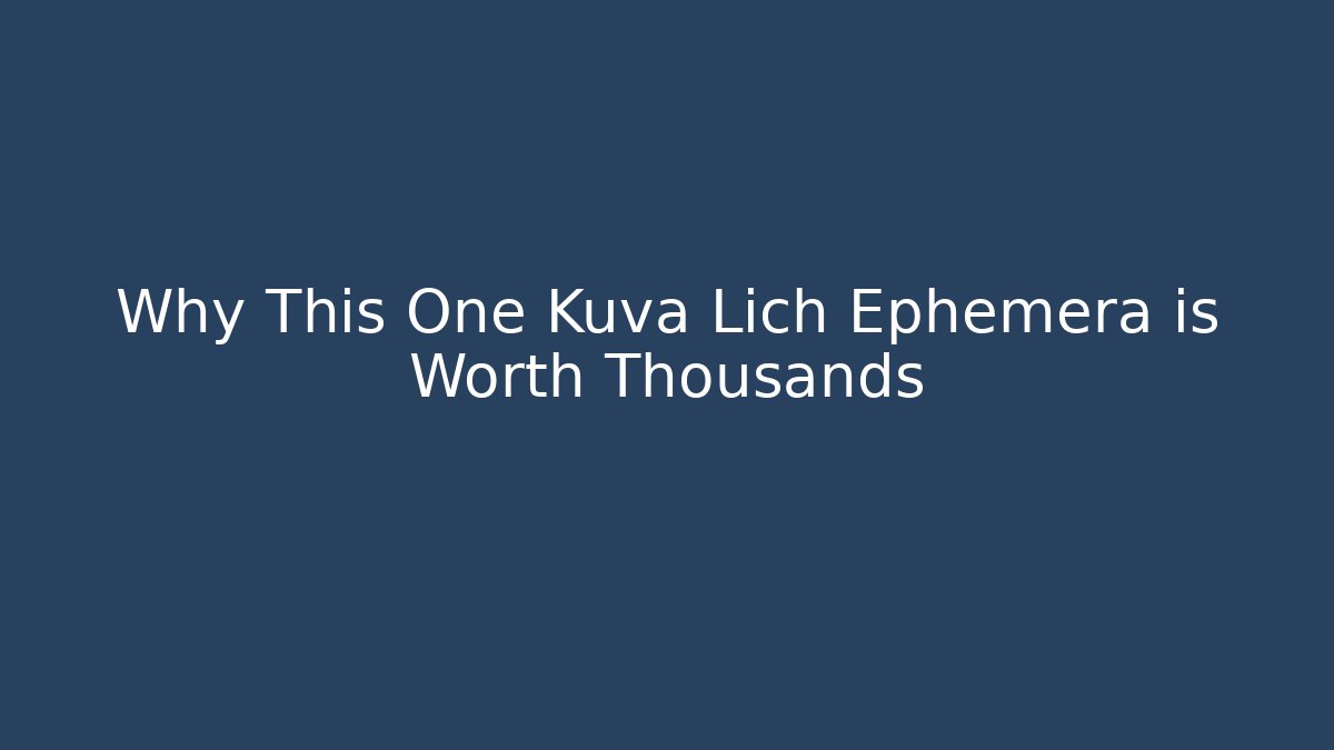 Why This One Kuva Lich Ephemera is Worth Thousands