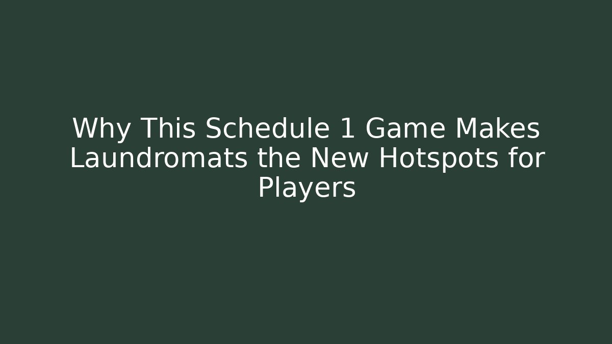 Why This Schedule 1 Game Makes Laundromats the New Hotspots for Players