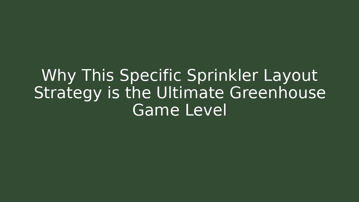Why This Specific Sprinkler Layout Strategy is the Ultimate Greenhouse Game Level