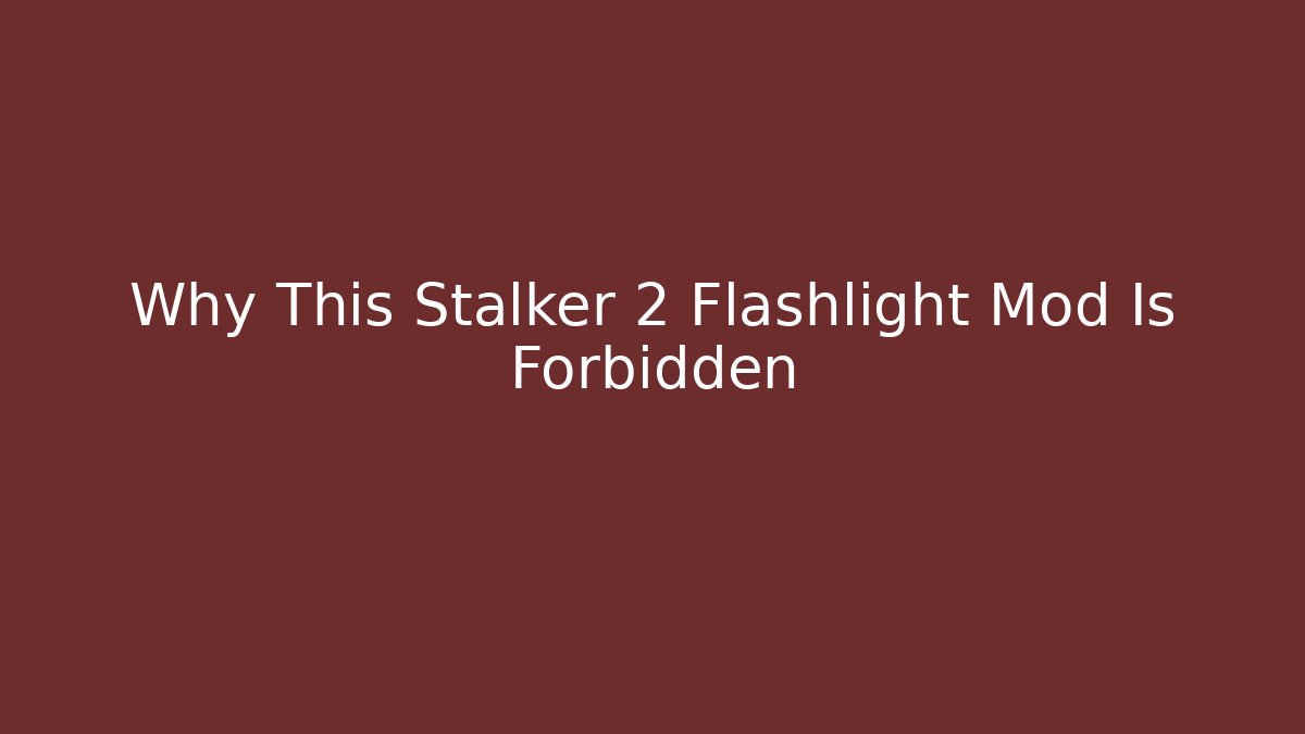 Why This Stalker 2 Flashlight Mod Is Forbidden