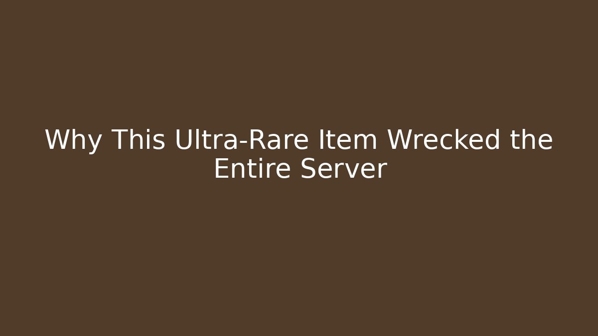 Why This Ultra-Rare Item Wrecked the Entire Server - Critter Realm
