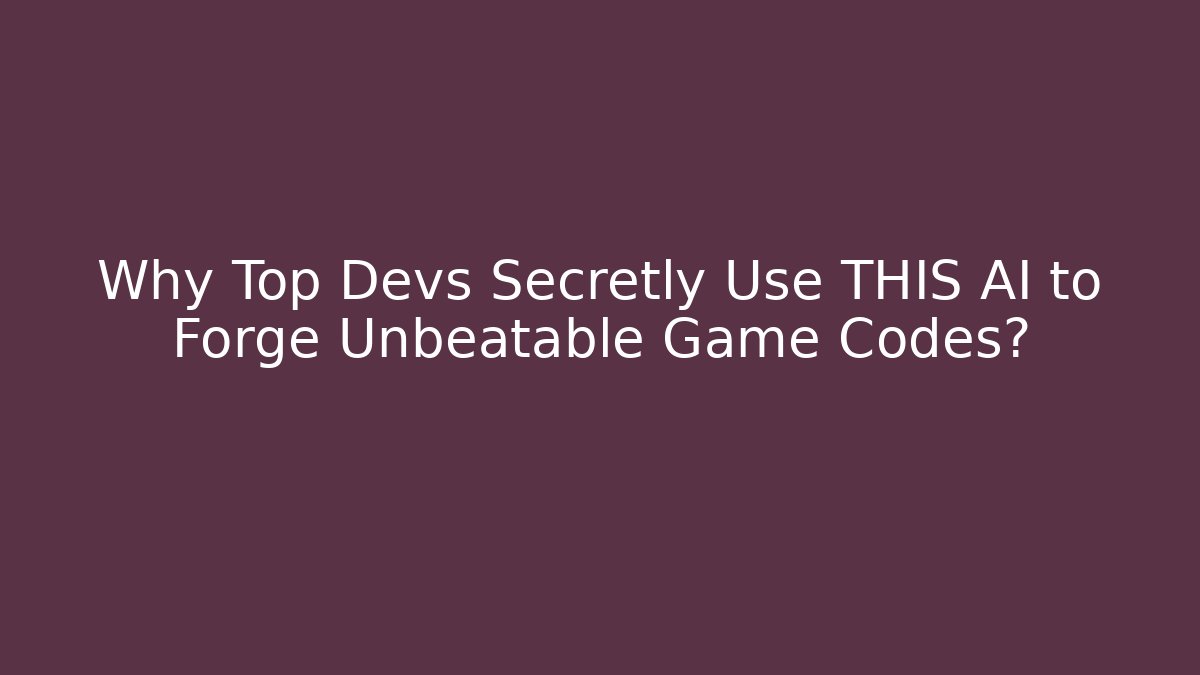 Why Top Devs Secretly Use THIS AI to Forge Unbeatable Game Codes?