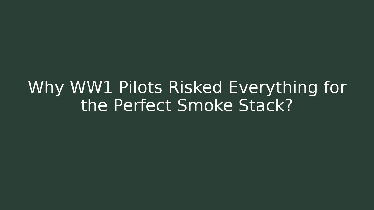 Why WW1 Pilots Risked Everything for the Perfect Smoke Stack?