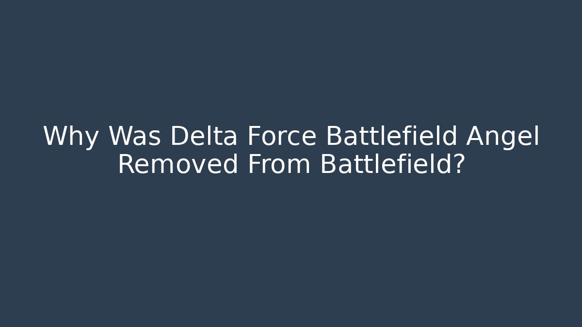 Why Was Delta Force Battlefield Angel Removed From Battlefield?
