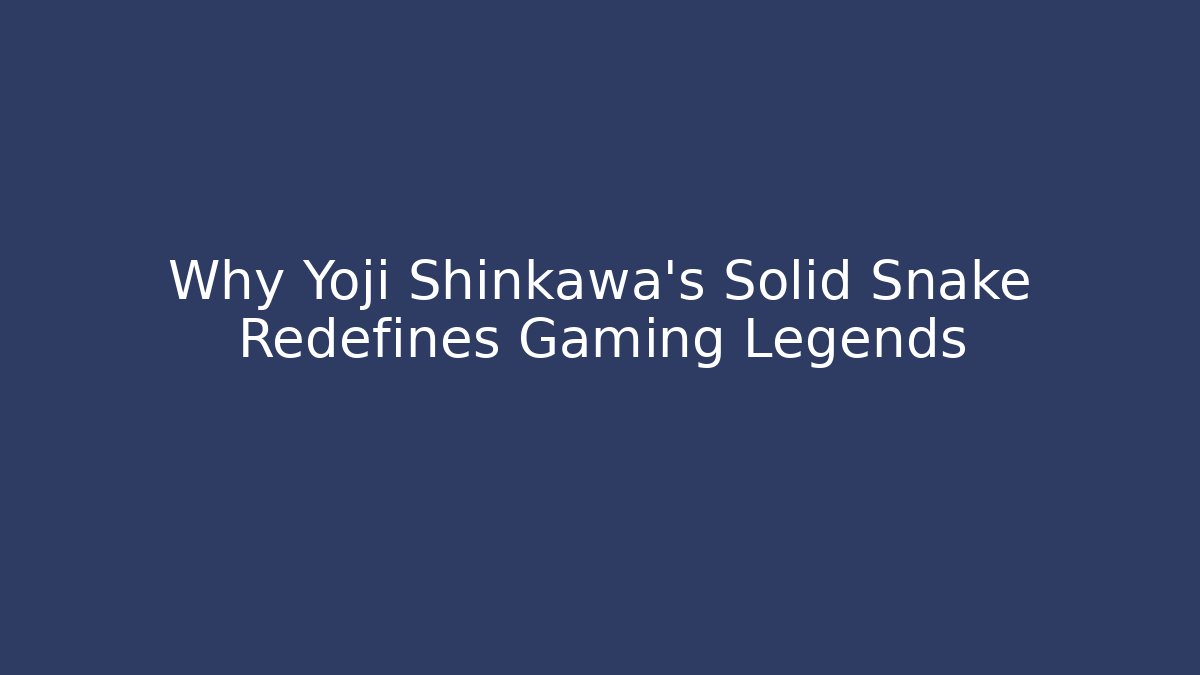 Why Yoji Shinkawa's Solid Snake Redefines Gaming Legends