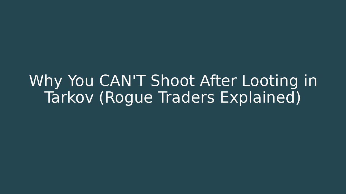 Why You CAN'T Shoot After Looting in Tarkov (Rogue Traders Explained)
