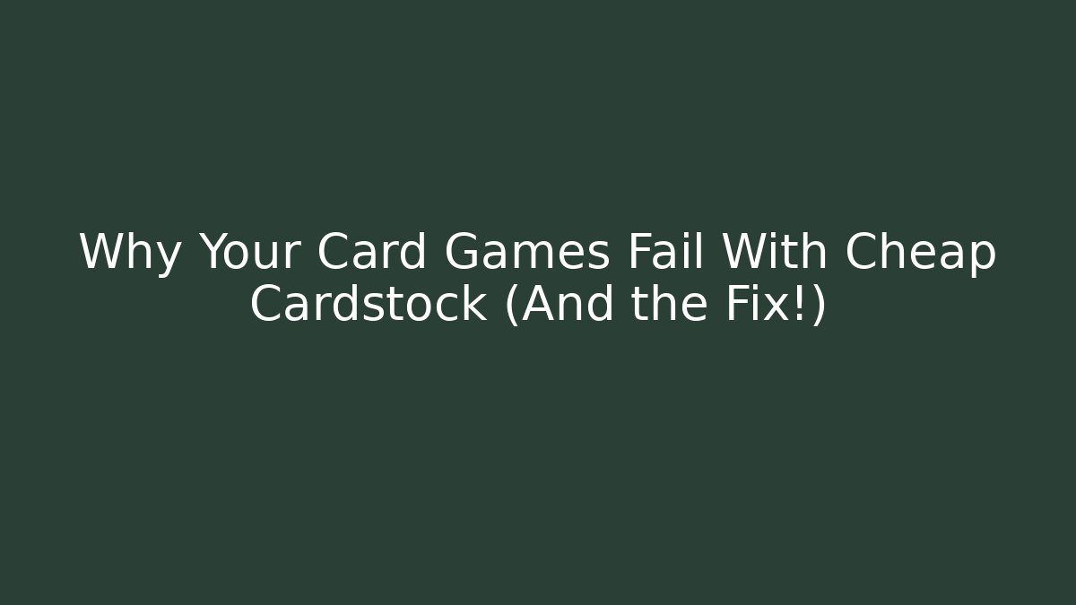 Why Your Card Games Fail With Cheap Cardstock (And the Fix!)