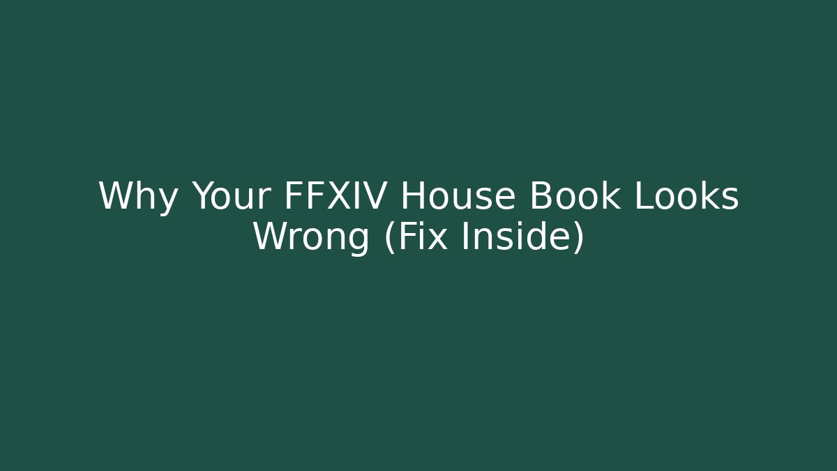 Why Your FFXIV House Book Looks Wrong (Fix Inside)